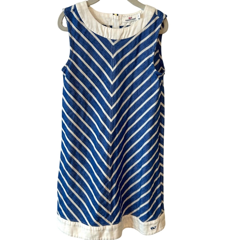 Vineyard Vines Girl's‎ Blue White Chevron A Line Sleeveless Dress in Size 6